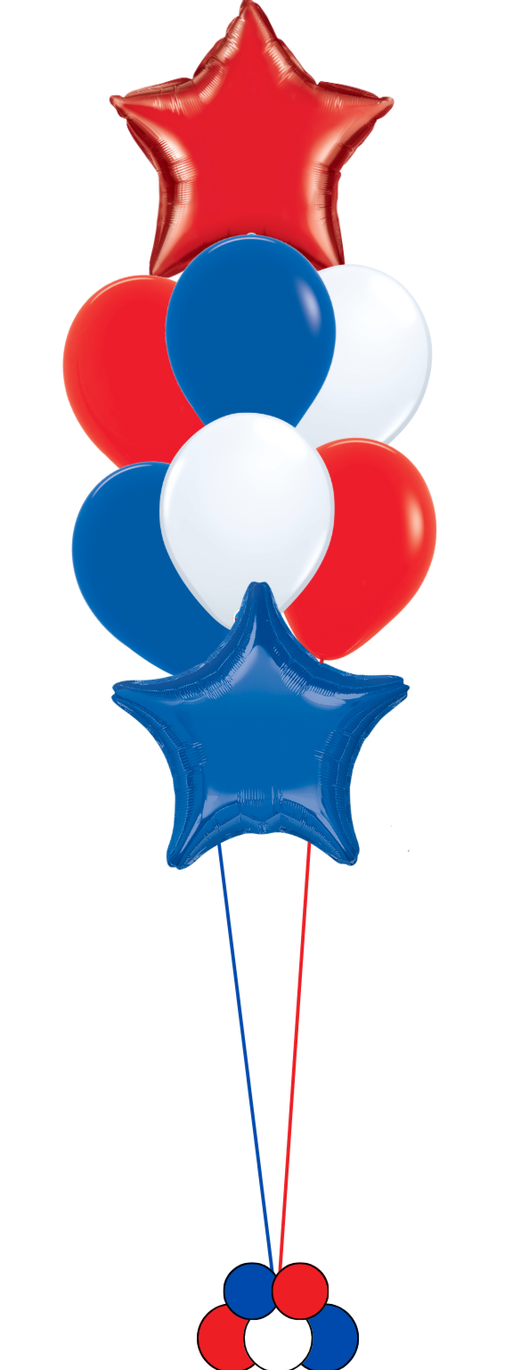 Bouquet of 6 Latex w/ 2 stars (choose your colors)