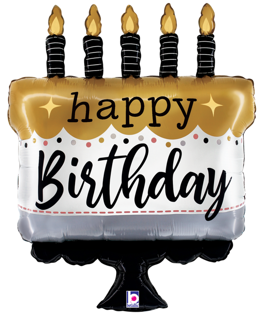 Satin Metallic Birthday Cake - SuperShape