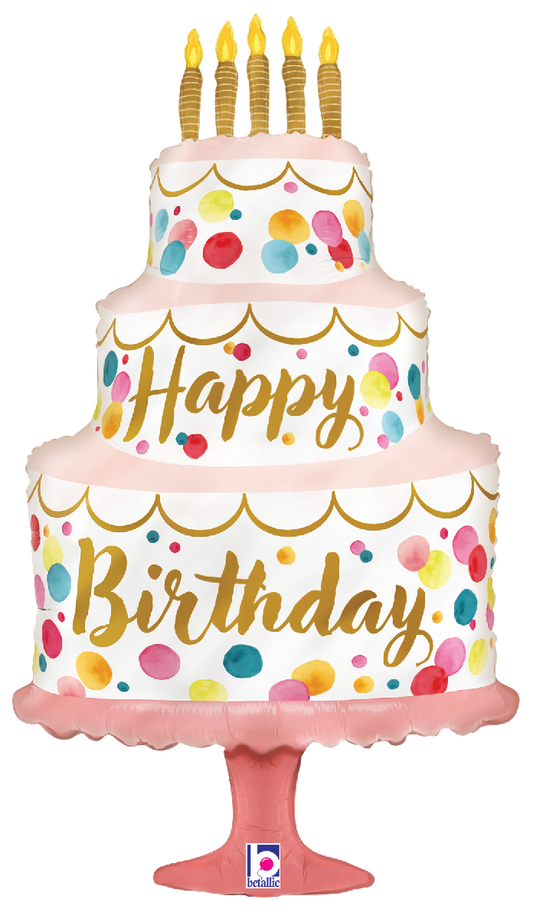 Happy Birthday Pink Satin - SuperShape Balloon