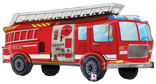 34" Red Fire Truck SuperShape Foil Balloon