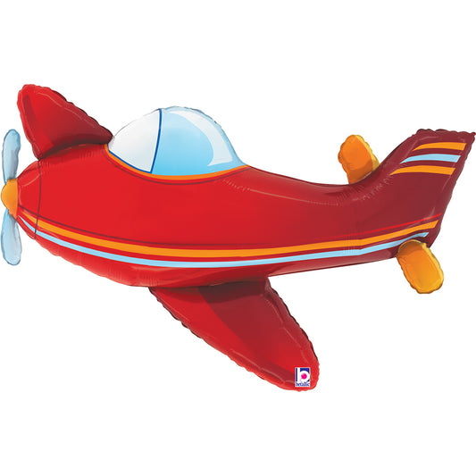 37" Red Airplane SuperShape Foil Balloon