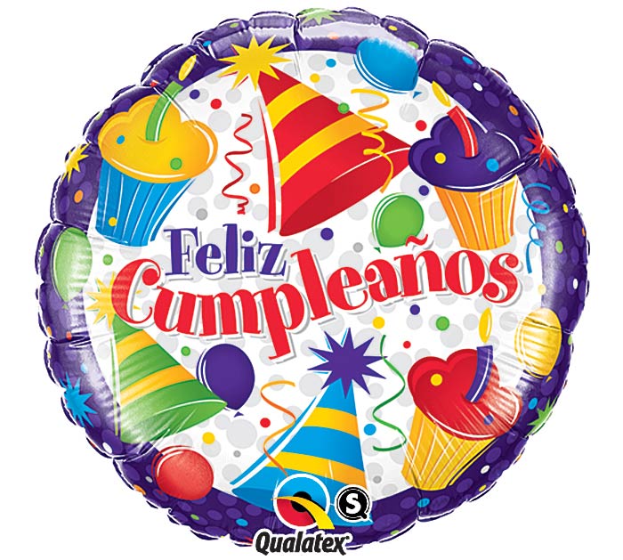 Feliz Cumpleaños - cupcakes y gorro de fiesta