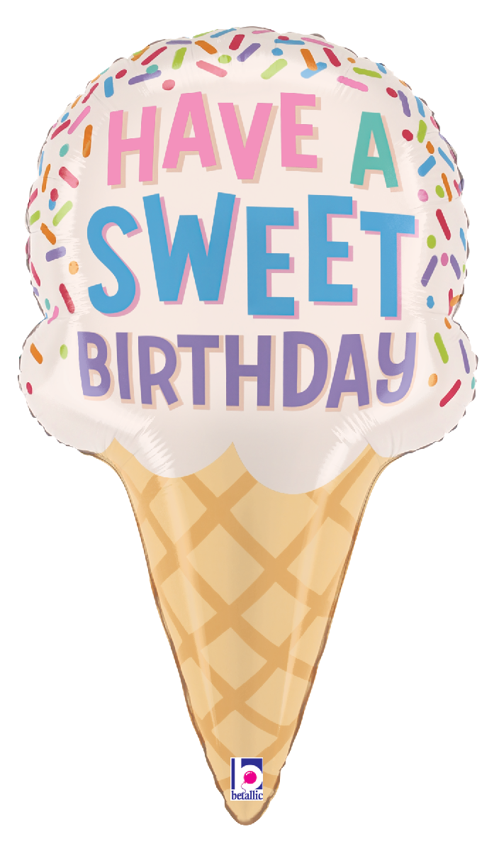 28" Sweet Birthday Ice Cream Cone Foil Balloon