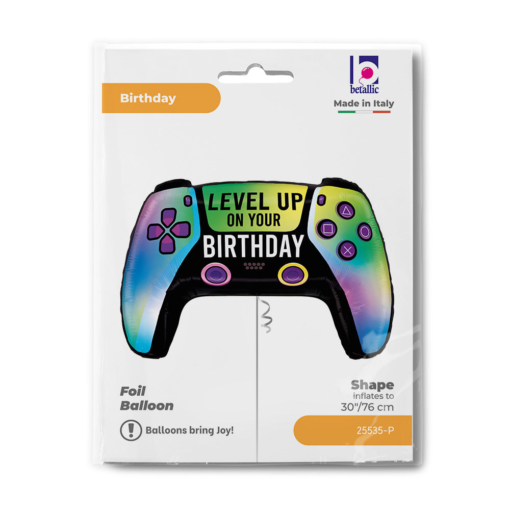 30" Happy Birthday Vivid Gaming Controller Foil Shape Balloon