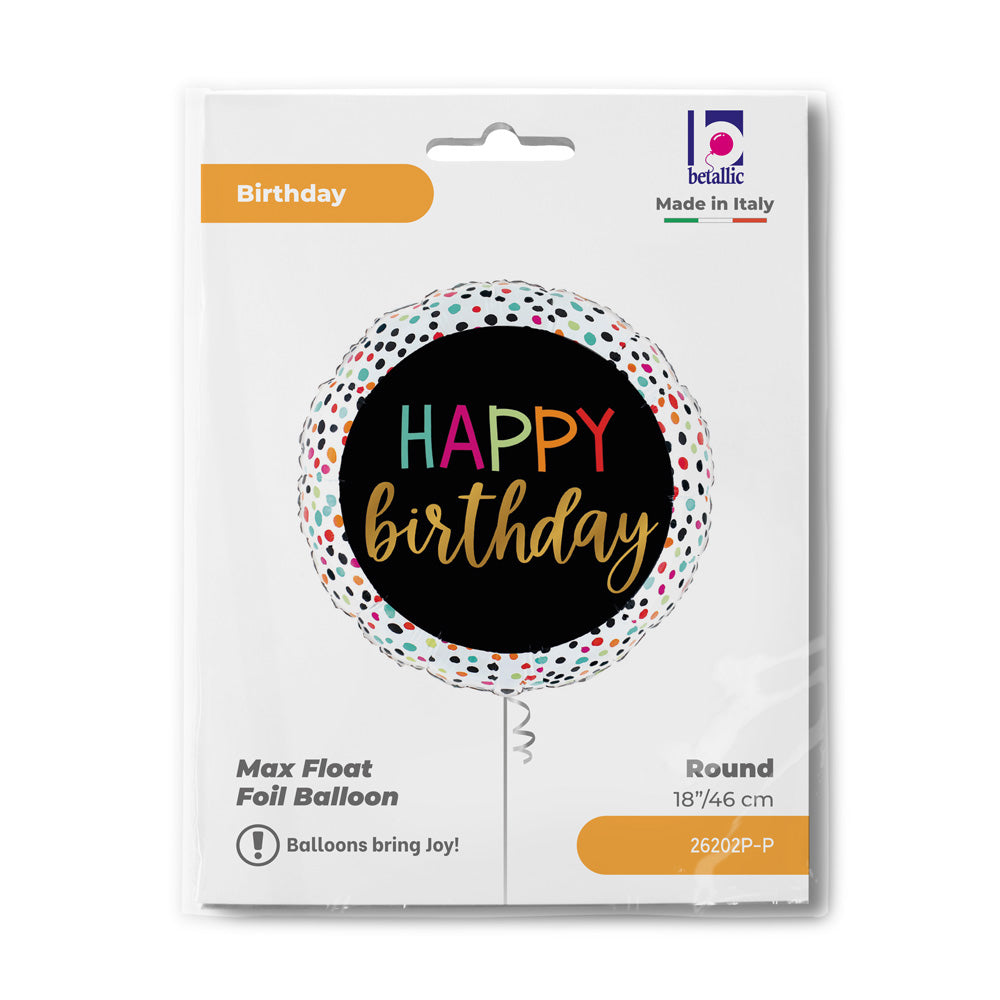 18" Happy Birthday Colorful Dots Balloon