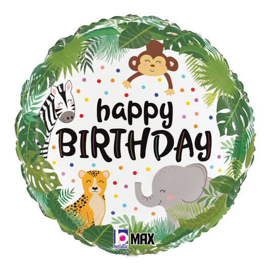18" Happy Birthday Getting Wild Jungle Animals