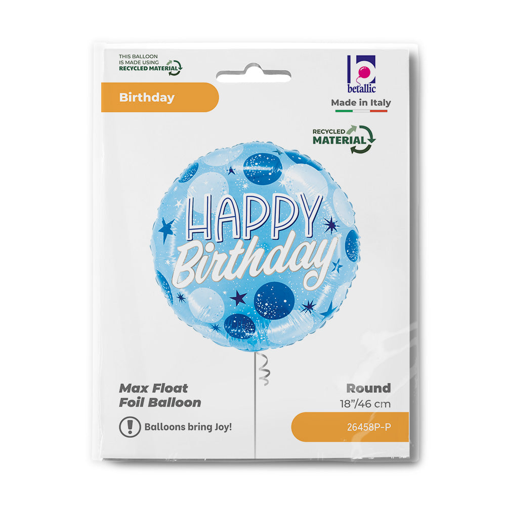 18" Happy Birthday Blue Sparkle Foil Balloon