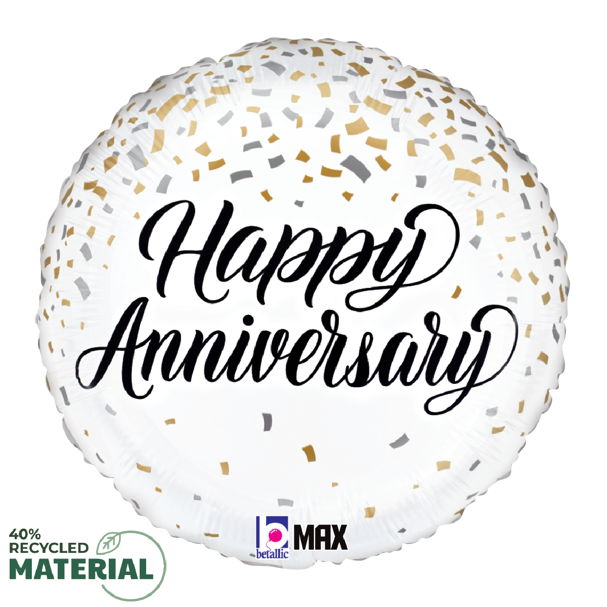 18" Happy Anniversary Metallic Confetti Foil Balloon