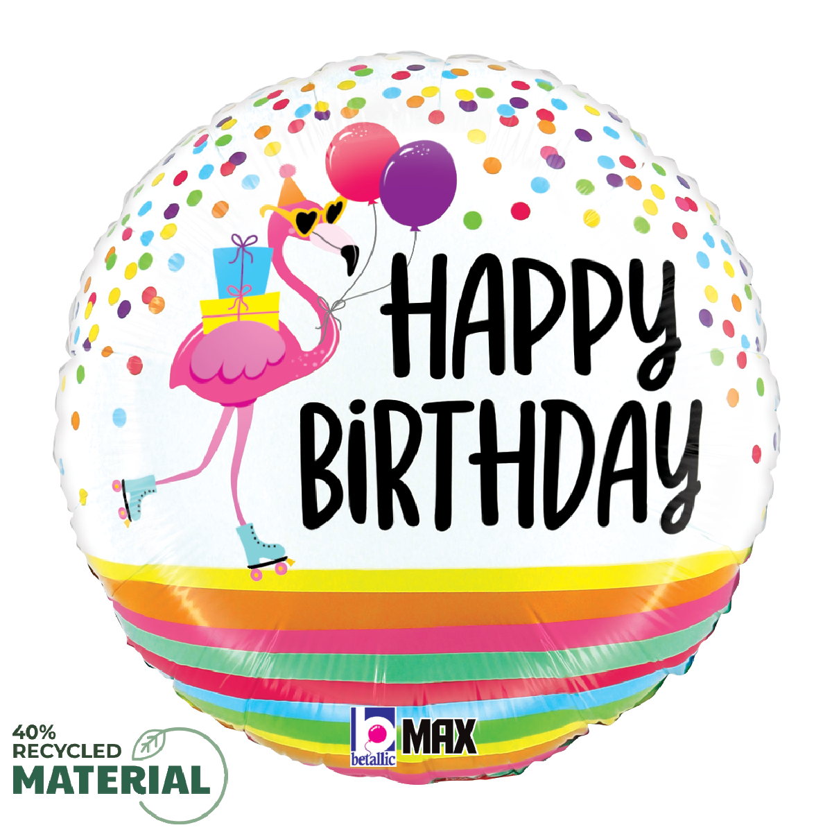 18" Happy Birthday Flamingo Party Foil Balloon