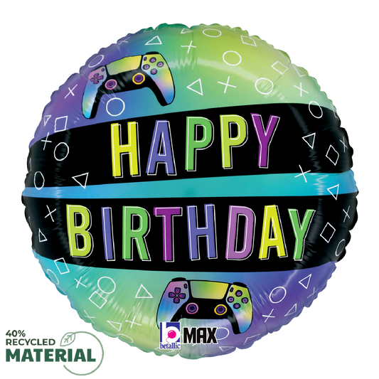 18" Happy Birthday Vivid Gaming Birthday Foil Balloon