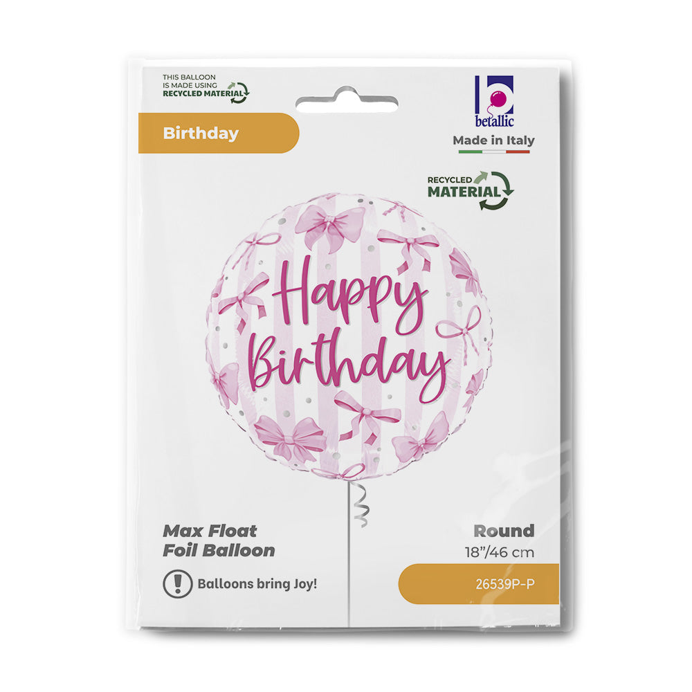 18" Happy Birthday Pretty Pink Bows
