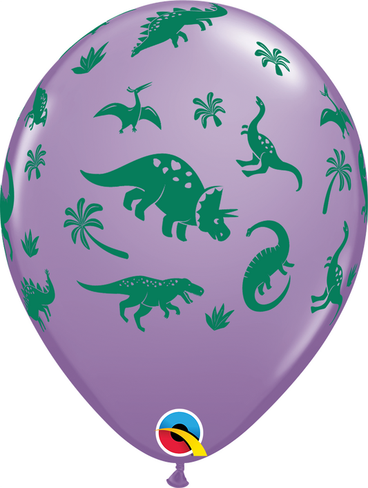 11" Latex Balloon - Purple Dinosaurs