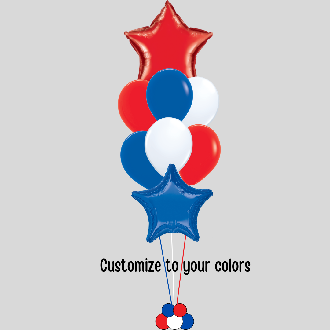 Bouquet of 6 Latex w/ 2 stars (choose your colors)