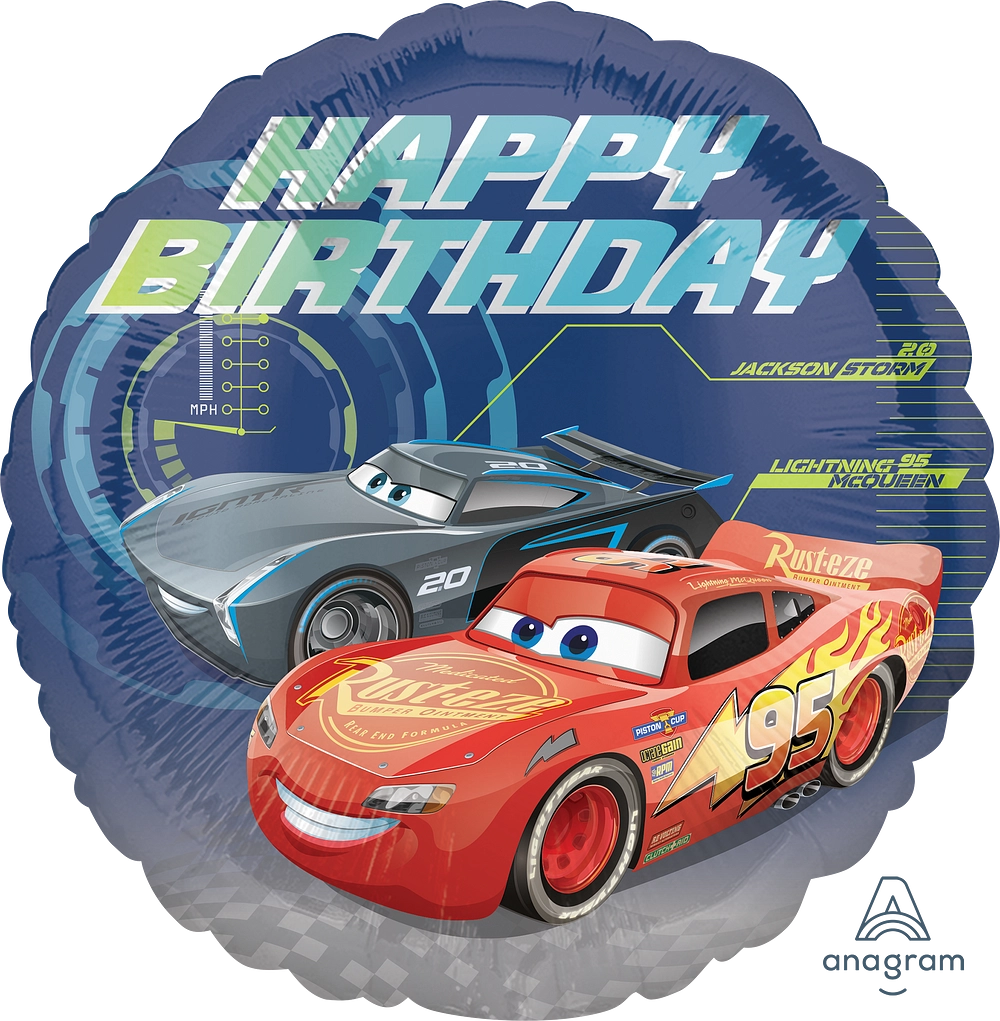 17" Happy Birthday Disney Cars Foil Balloon