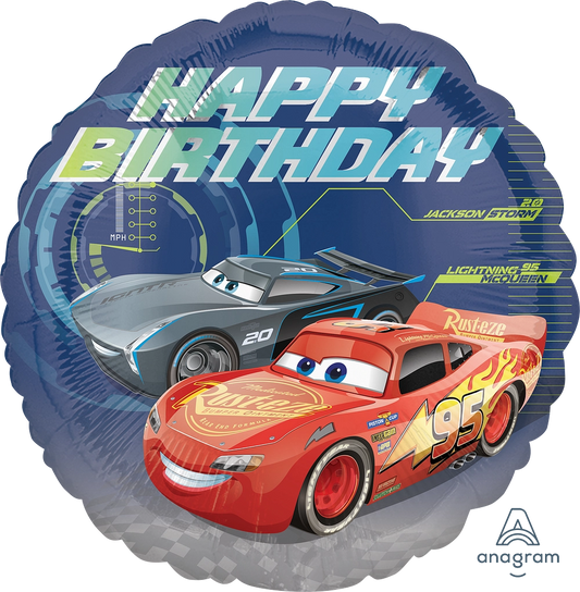 17" Happy Birthday Disney Cars Foil Balloon
