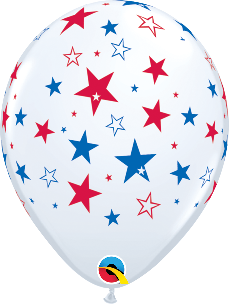 11" Latex - Red & Blue Stars