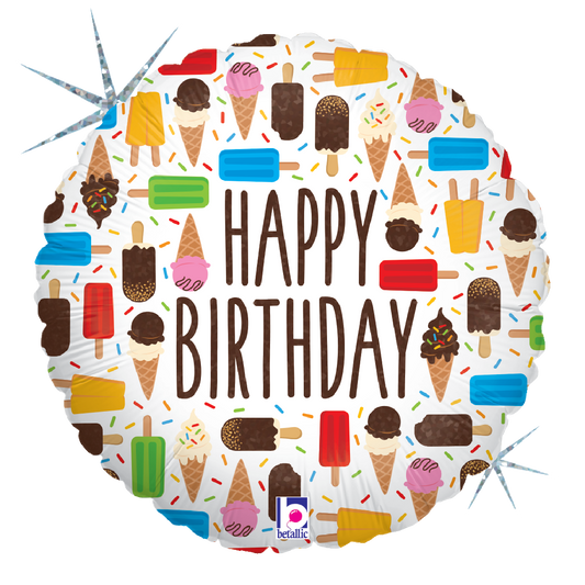 18" Happy Birthday Ice Cream Foil Balloon