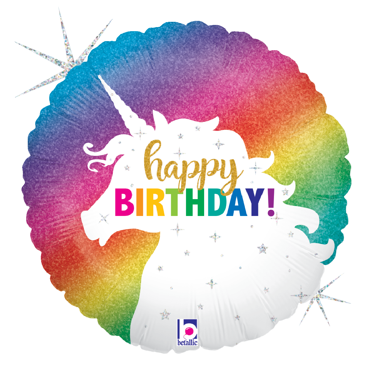 18" Happy Birthday Rainbow Unicorn Foil Balloon