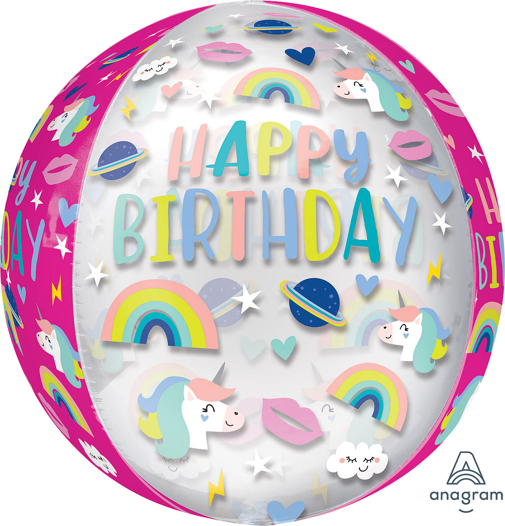 16" Birthday Trendy Icons Orbz Foil Balloon