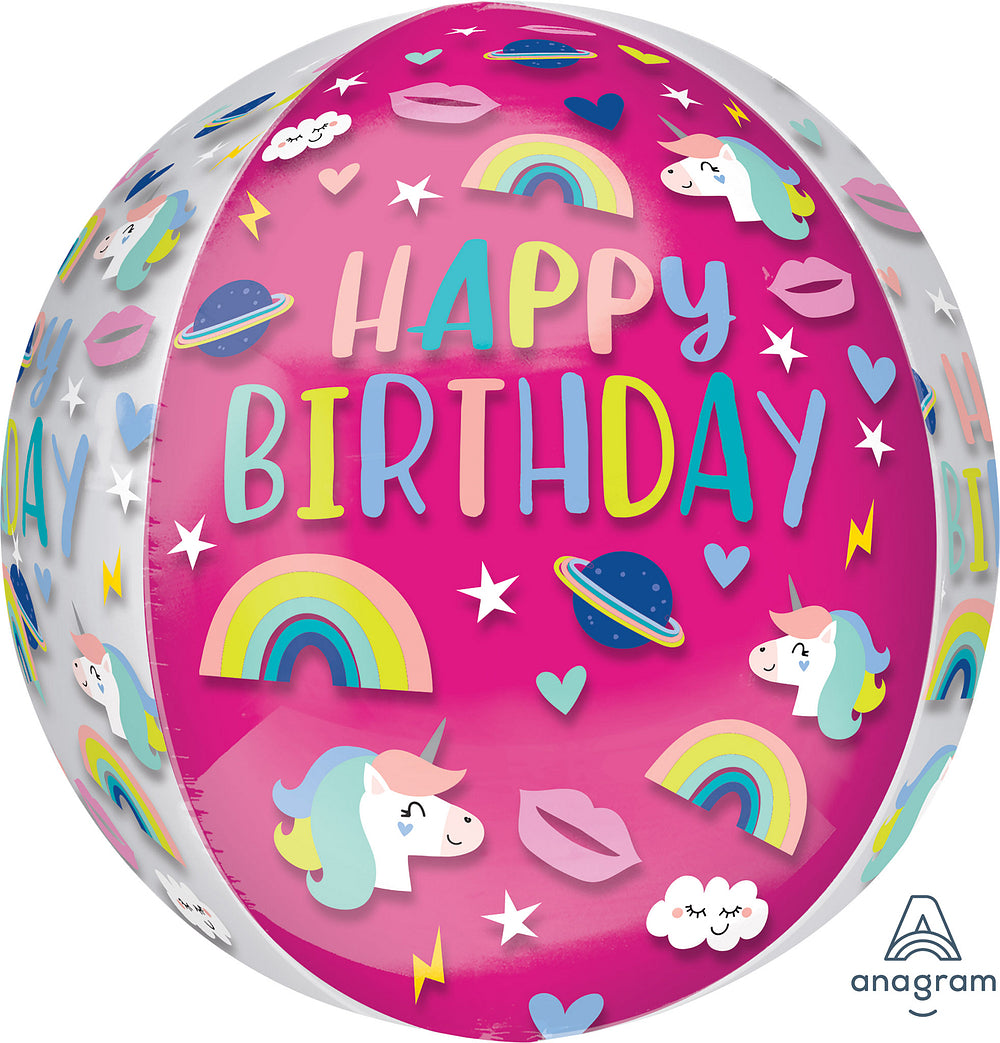 16" Birthday Trendy Icons Orbz Foil Balloon