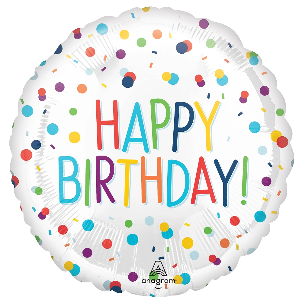 17" Happy Birthday Confetti Dots Foil Balloon