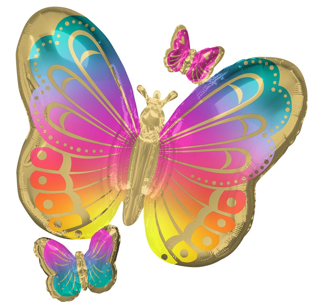 29" Colorful Butterflies SuperShape Foil Balloon