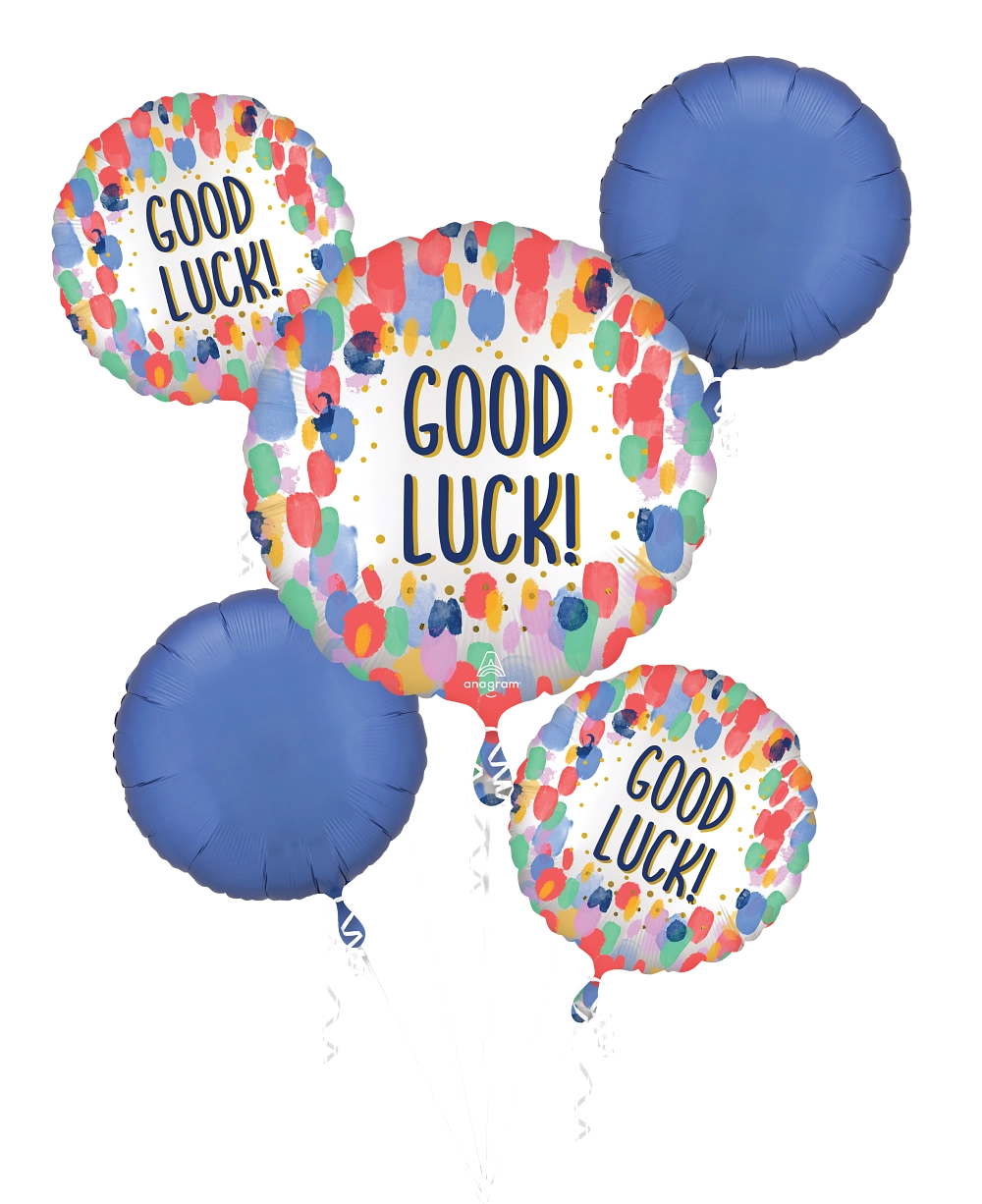 Satin Painterly Dots Good Luck Foil Balloon Bouquet