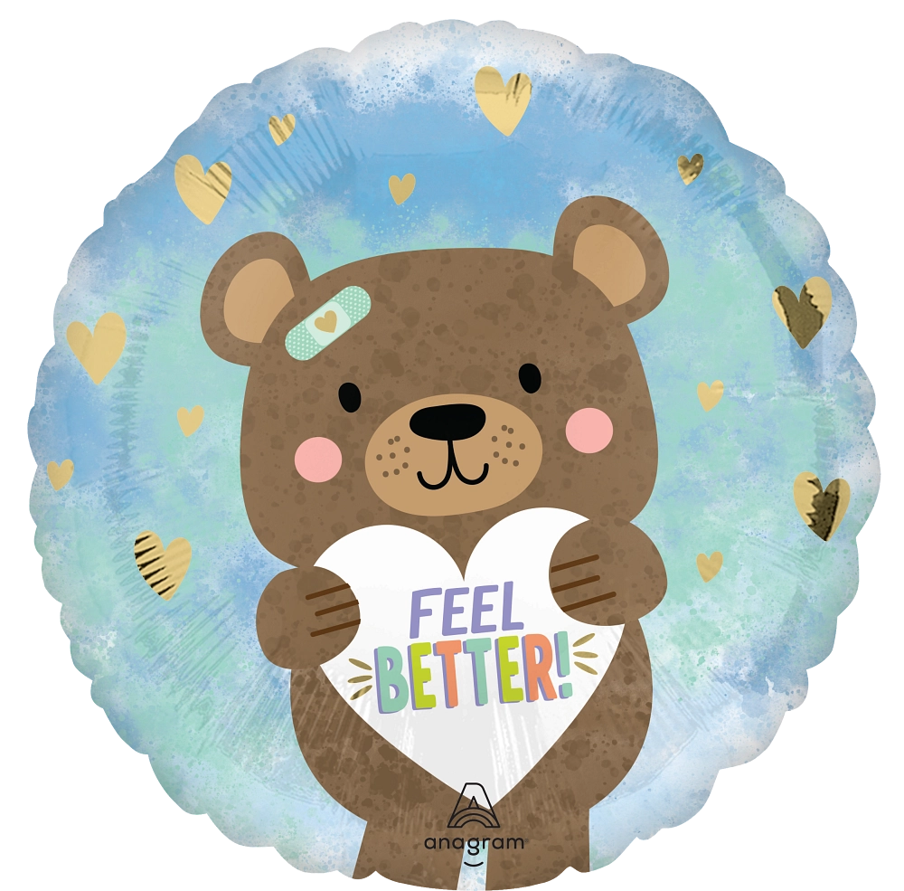 17" Feel Better Bear Foil Balloon