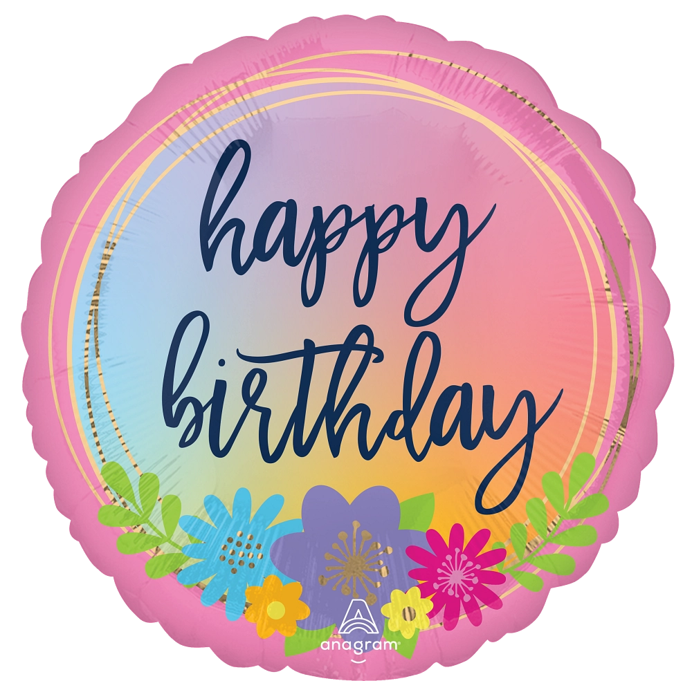 17" Happy Birthday Flower Bouquet Foil Balloon