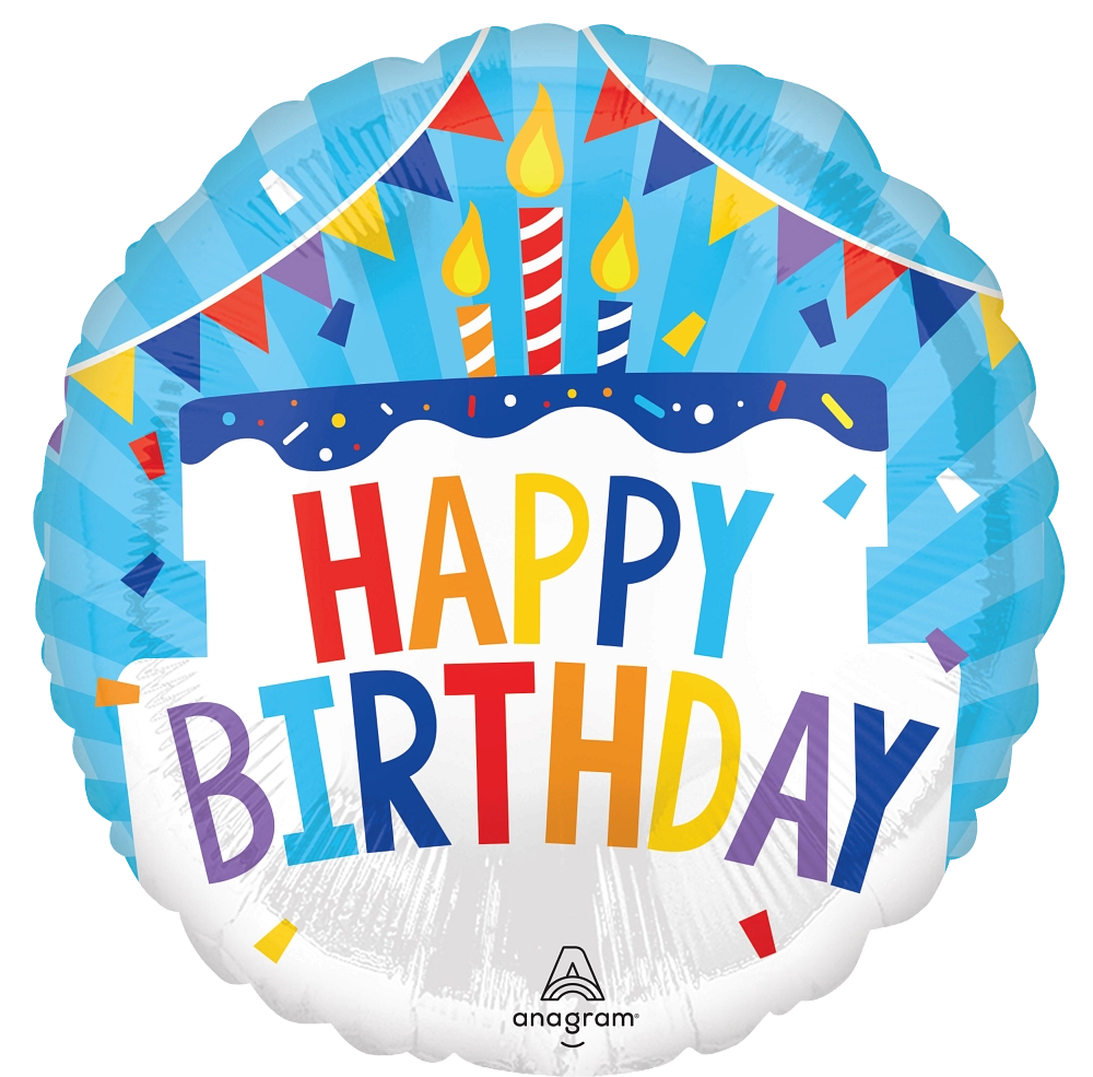 17" Happy Birthday Tiered Cake Foil Balloon