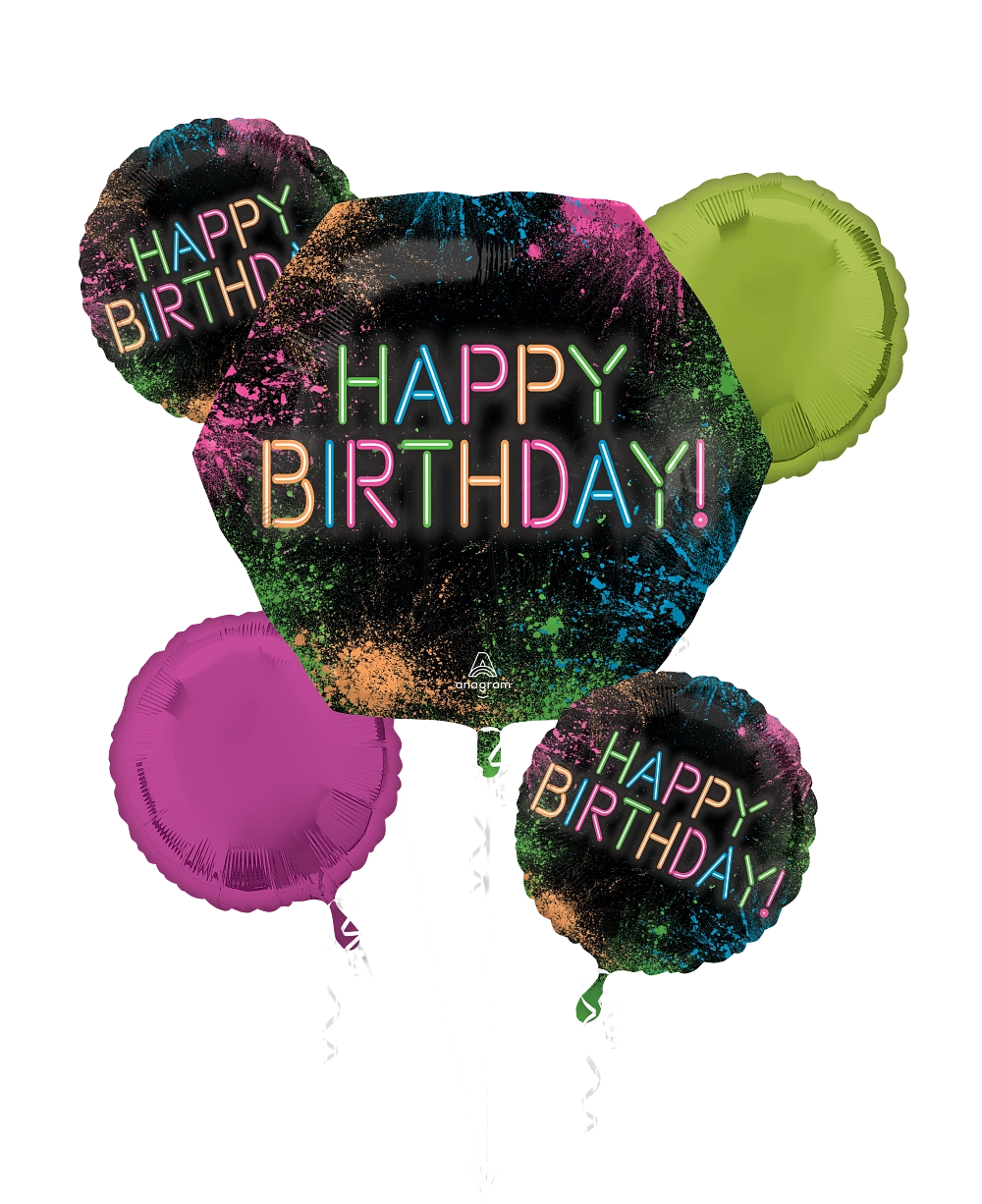 Let's Glow Crazy Birthday Foil Balloon Bouquet