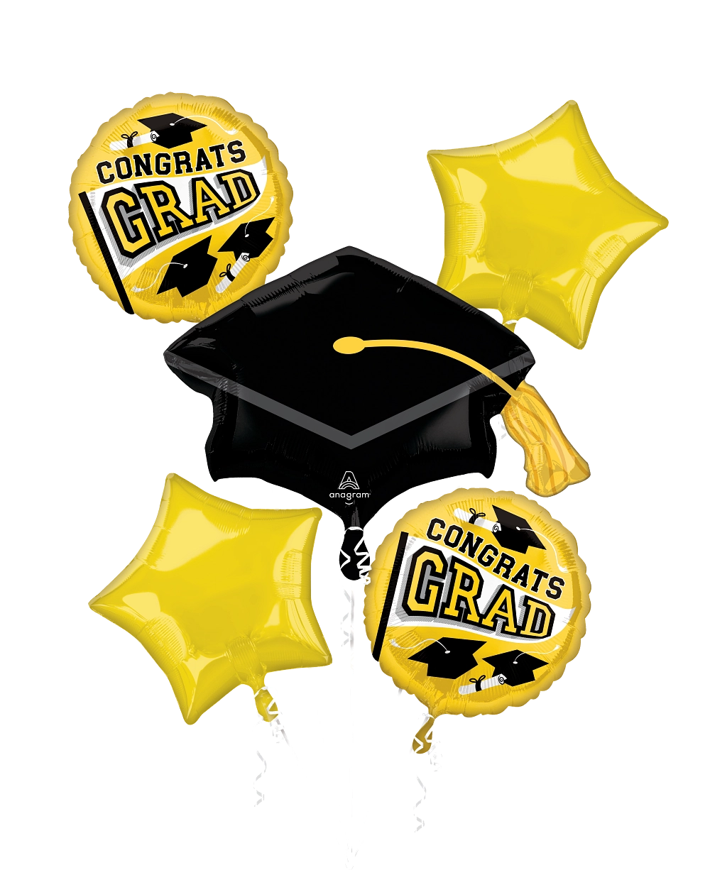 Yellow Grad School Color Foil Balloon Bouquet