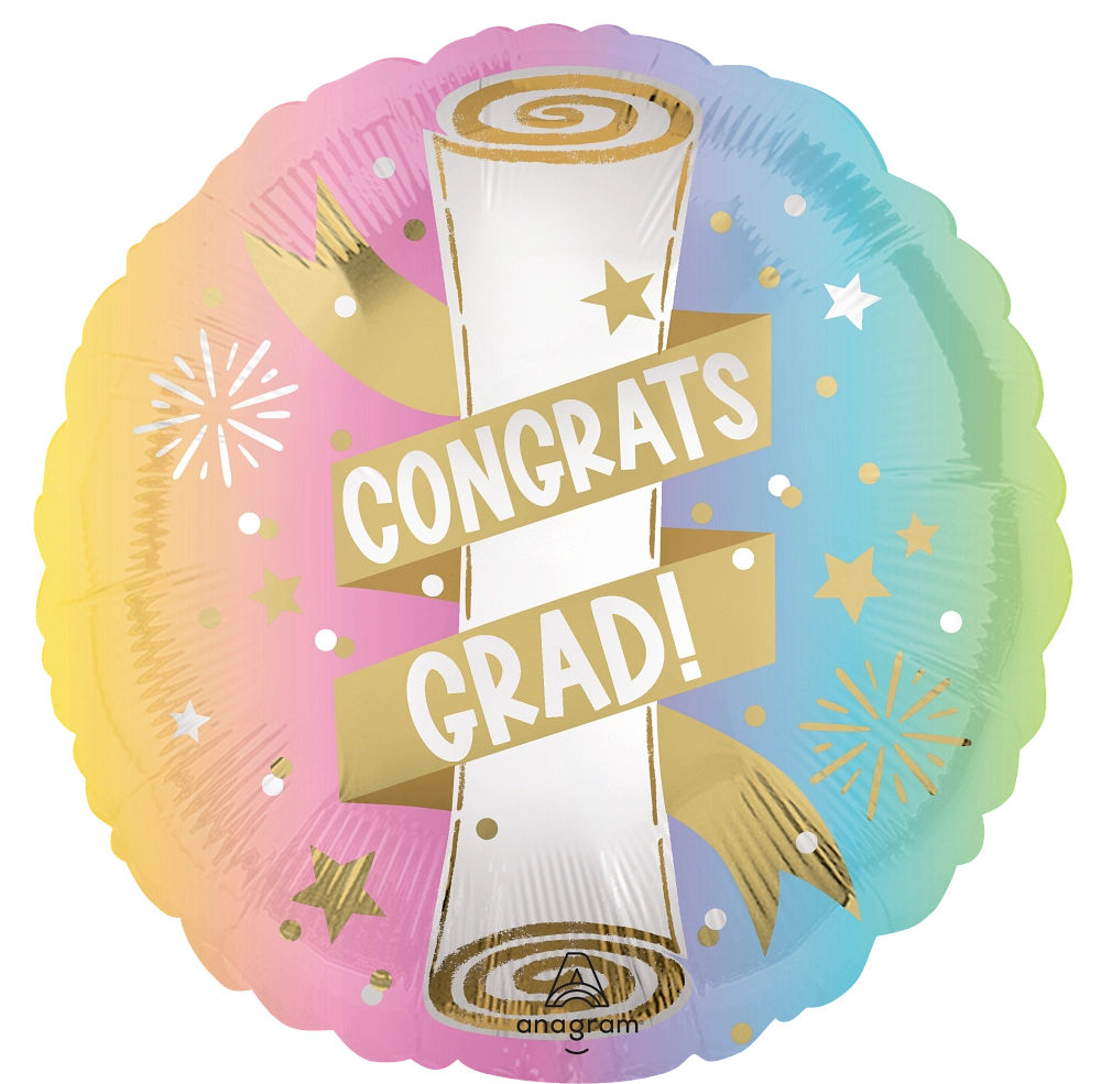 17" Satin Pastel Grad Party Foil Balloon
