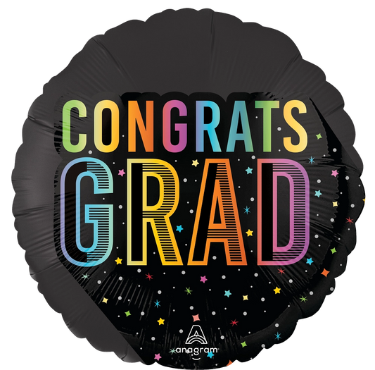 18" Satin Cosmic Future Grad Foil Balloon