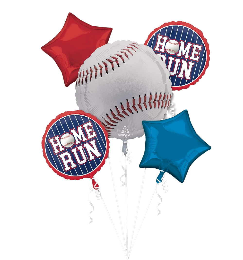 Home Run Baseball Foil Balloon Bouquet Bundle