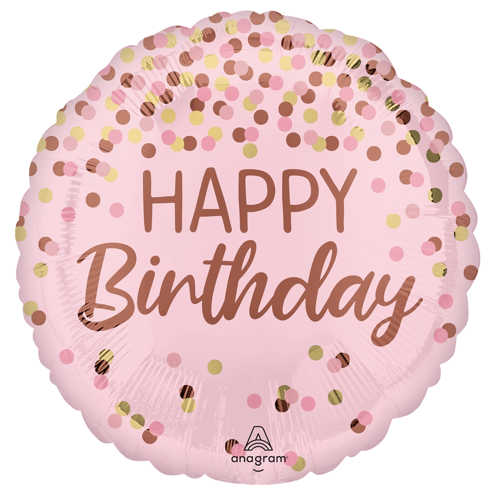 17" Happy Birthday Pretty Pink Confetti Foil Balloon