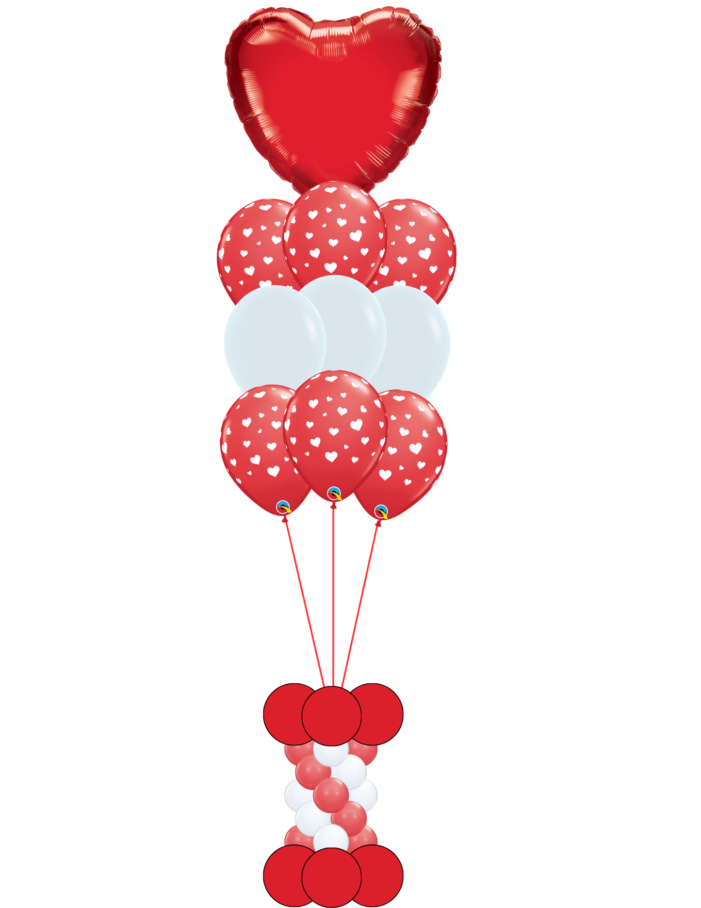 Pillar of Love Helium Column Bouquet - Sold Each