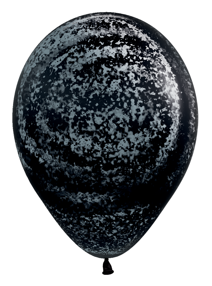 11" Latex - Black w/ Silver Graffiti