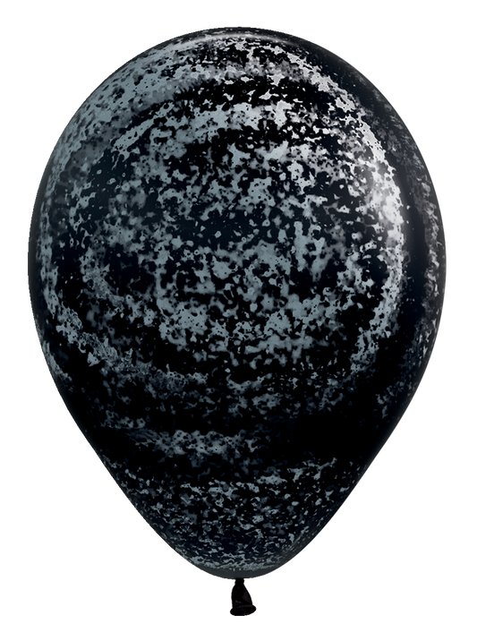 11" Latex - Black w/ Silver Graffiti