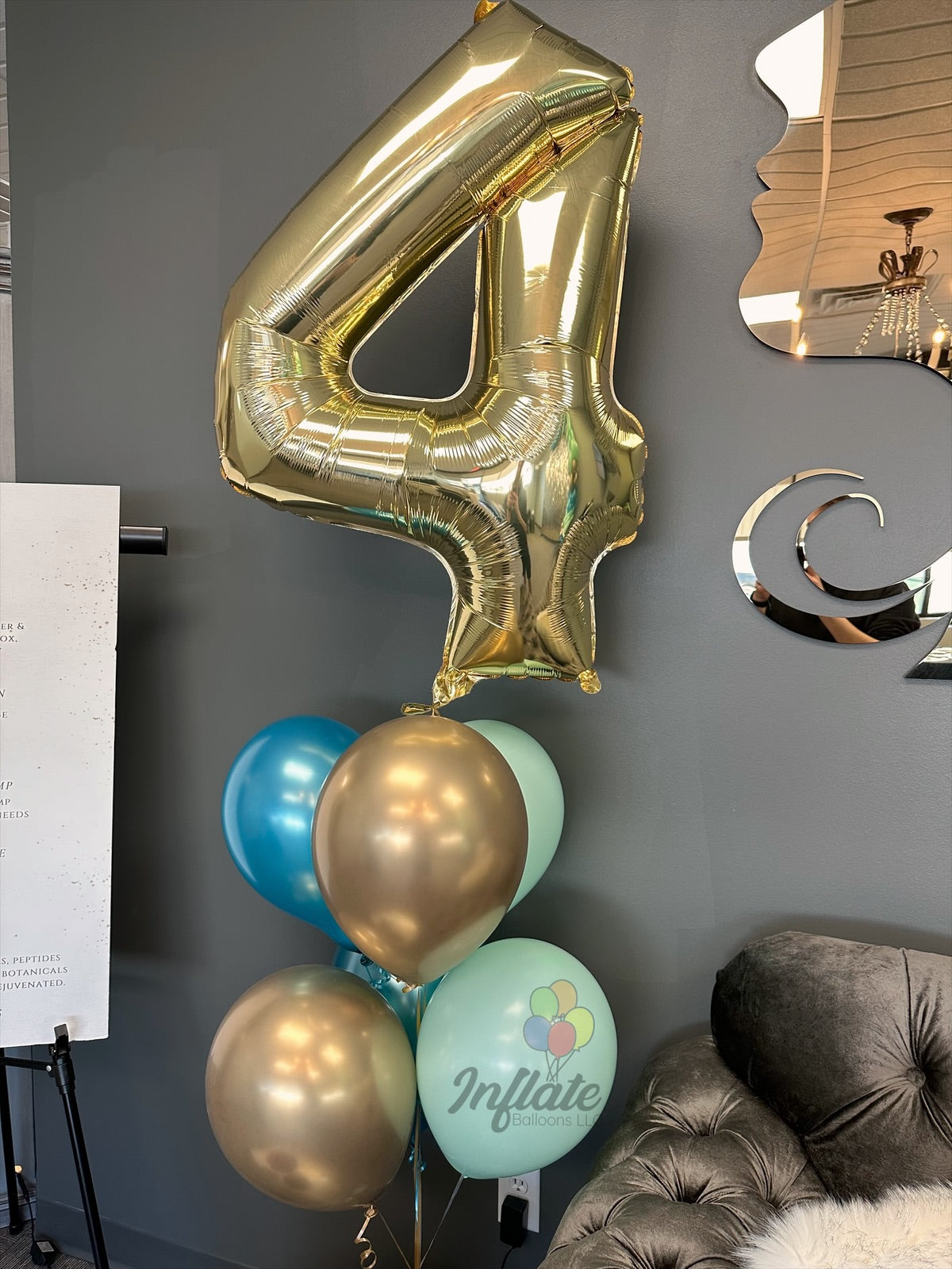 34" Large White Gold Numbers