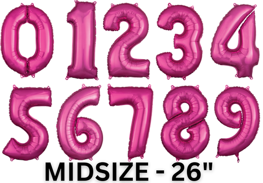 26" Midsize Pink Magenta Numbers