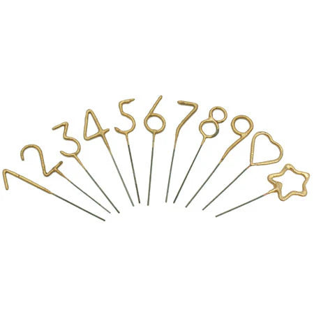 Mini Gold Number Sparkler - Candle Wand