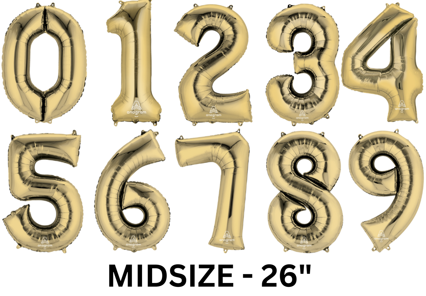 26" Midsize White Gold Numbers