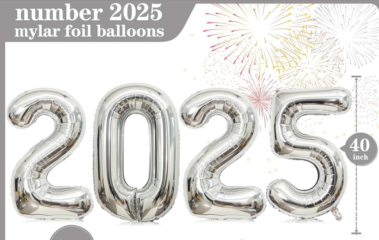 2025 Silver Number Set - Helium Filled 40" Numbers