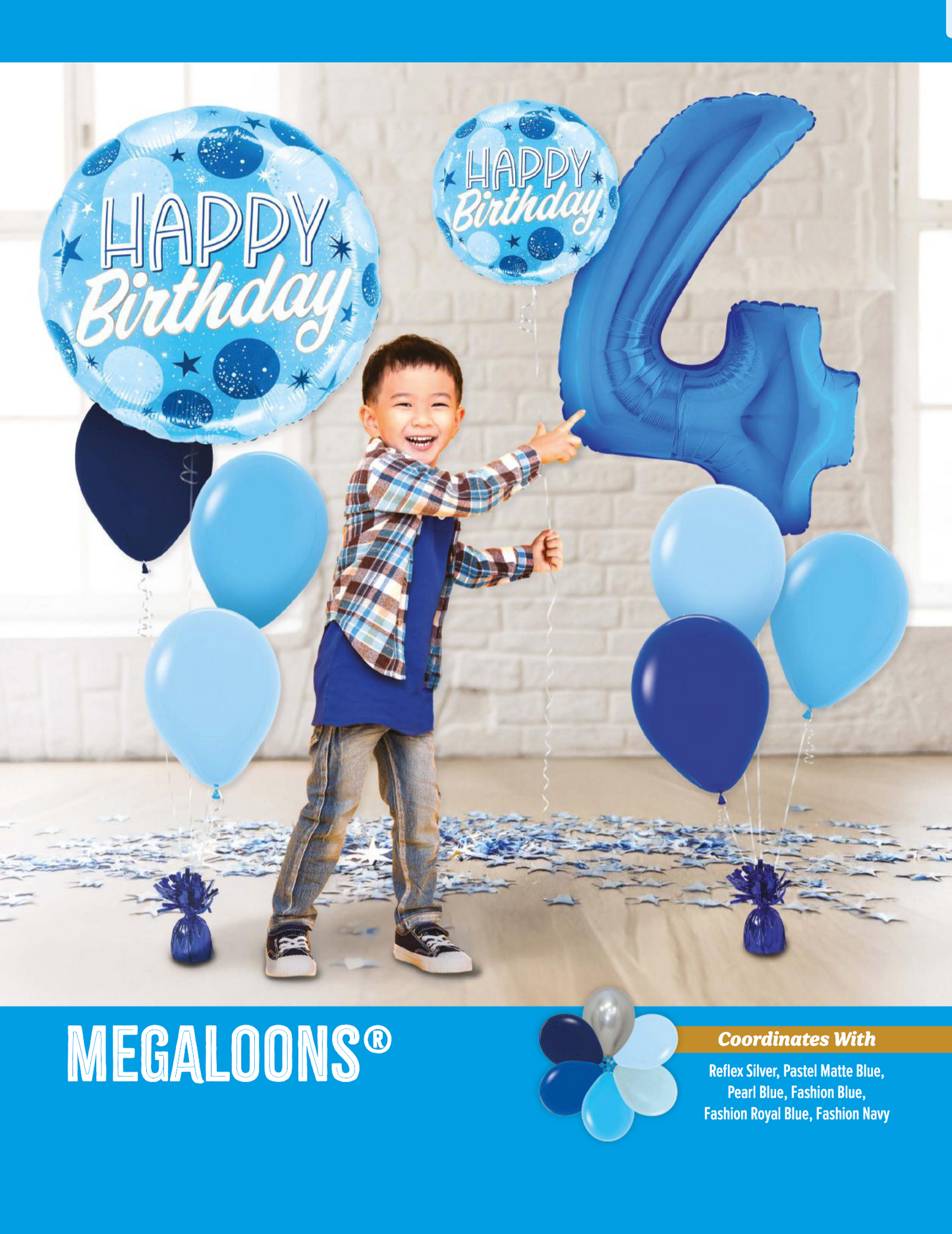18" Happy Birthday Blue Sparkle Foil Balloon