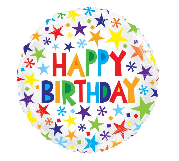 18" Happy Birthday Colorful Stars Foil Balloon