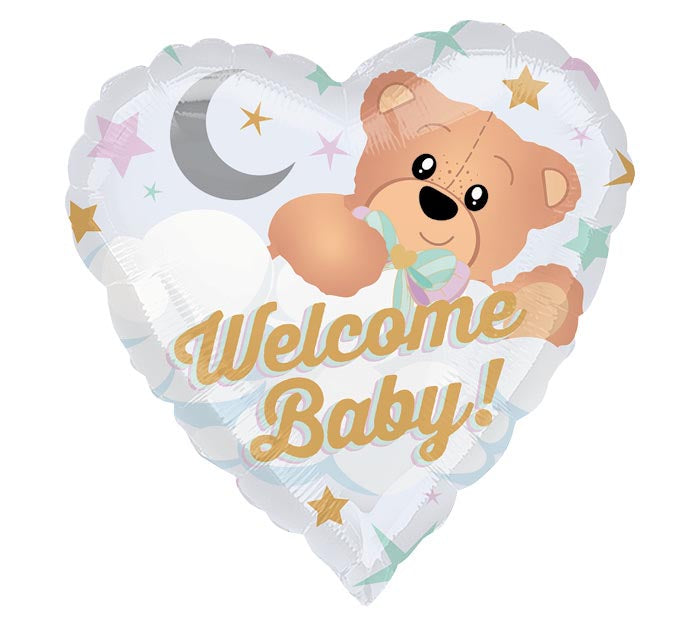 17" Welcome Baby Teddy Bear Foil Balloon