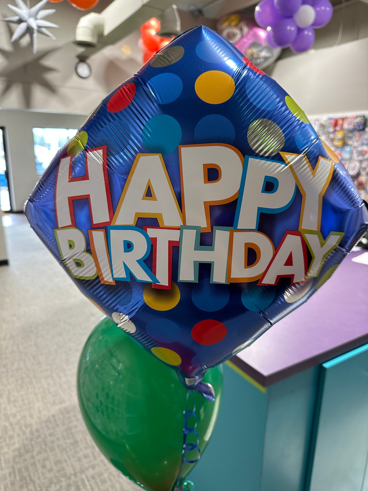 Happy Birthday - Blue & Colorful Dots