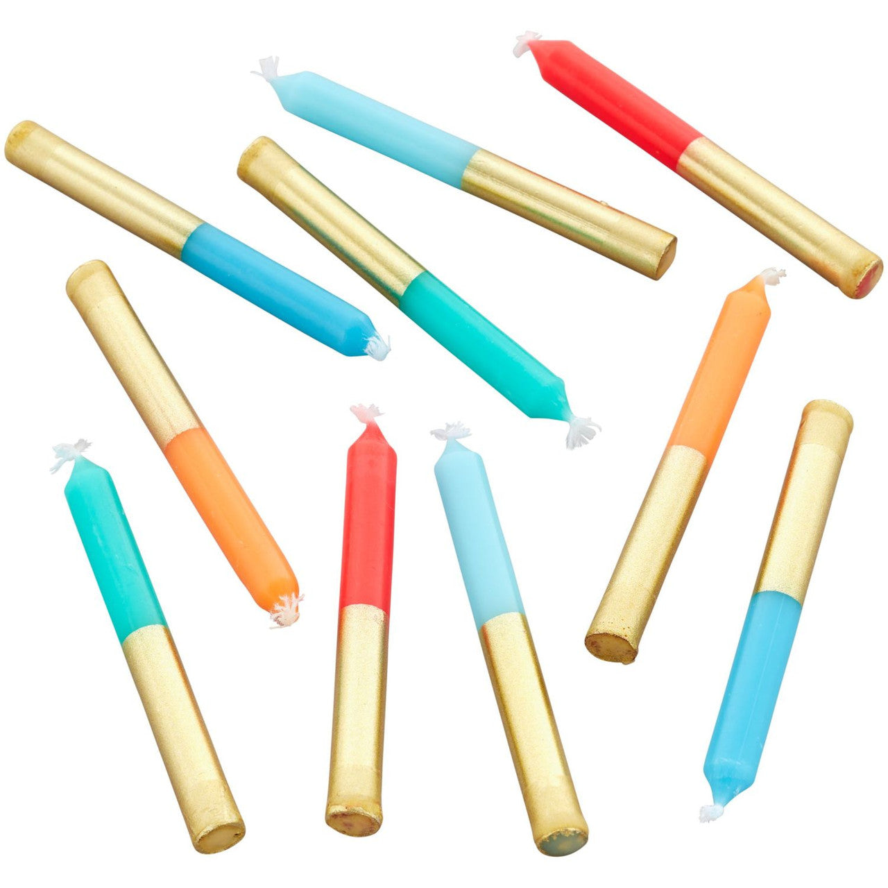 Blue, Orange & Red Gold-Dipped Birthday Candles, 10-Count