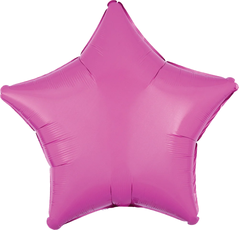 17" Bright Bubble Gum (Fuchsia) Pink Star Foil